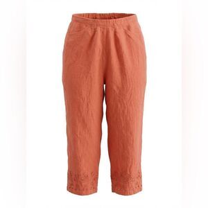 Sigrid Olsen women’s linen pants orange size 20w eyelet style on bottoms